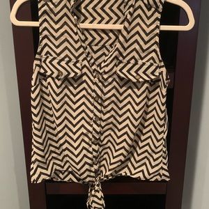 Black and Beige Chevron Tank Top